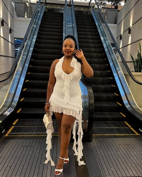 White Halter - Ruffle Dress - Image 2